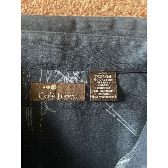 Cafe Luna Men’s 3XL 54/56 Blue Cotton Button Up Short Sleeve Shirt Boats - Picture 2 of 7